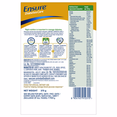 ENSURE Diabetes Care Chocolate (375 g) (Refill Pack) - Image 4