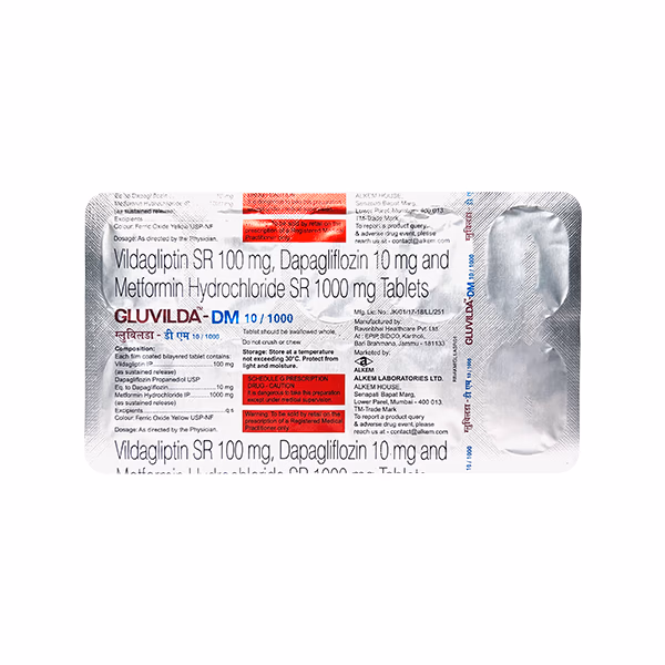 Gluvilda DM 10mg/1000mg/100mg Tablet