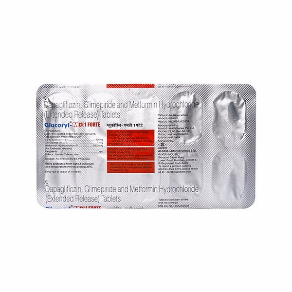 Glucoryl MD Forte 10mg/1mg/1000mg Tablet