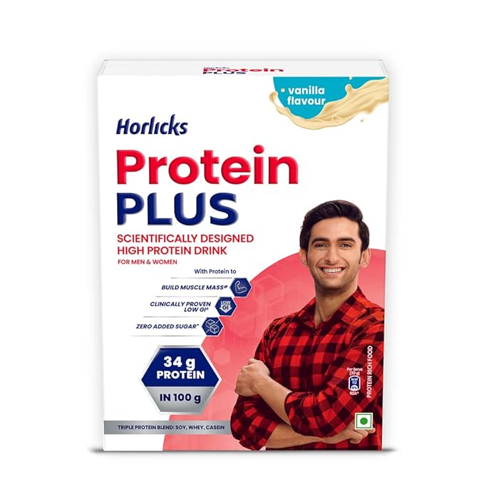 Horlicks Protein Plus Vanilla High Protein Drink for Adults 400 g Jar