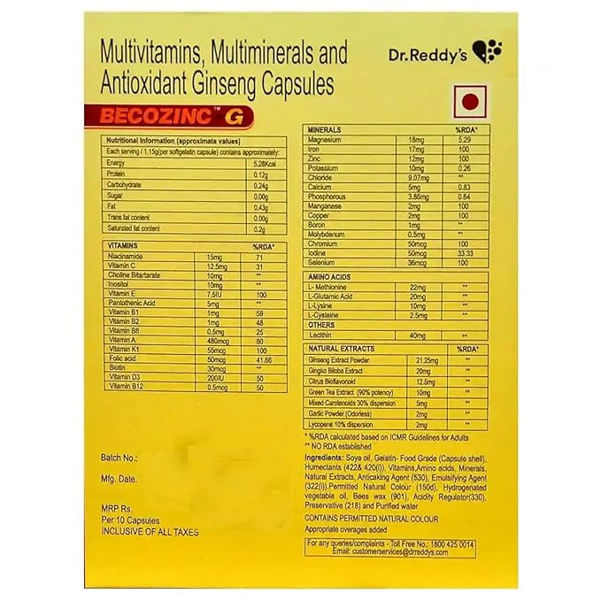 Becozinc G Tablet Nutraceutical 1*10 - Image 3
