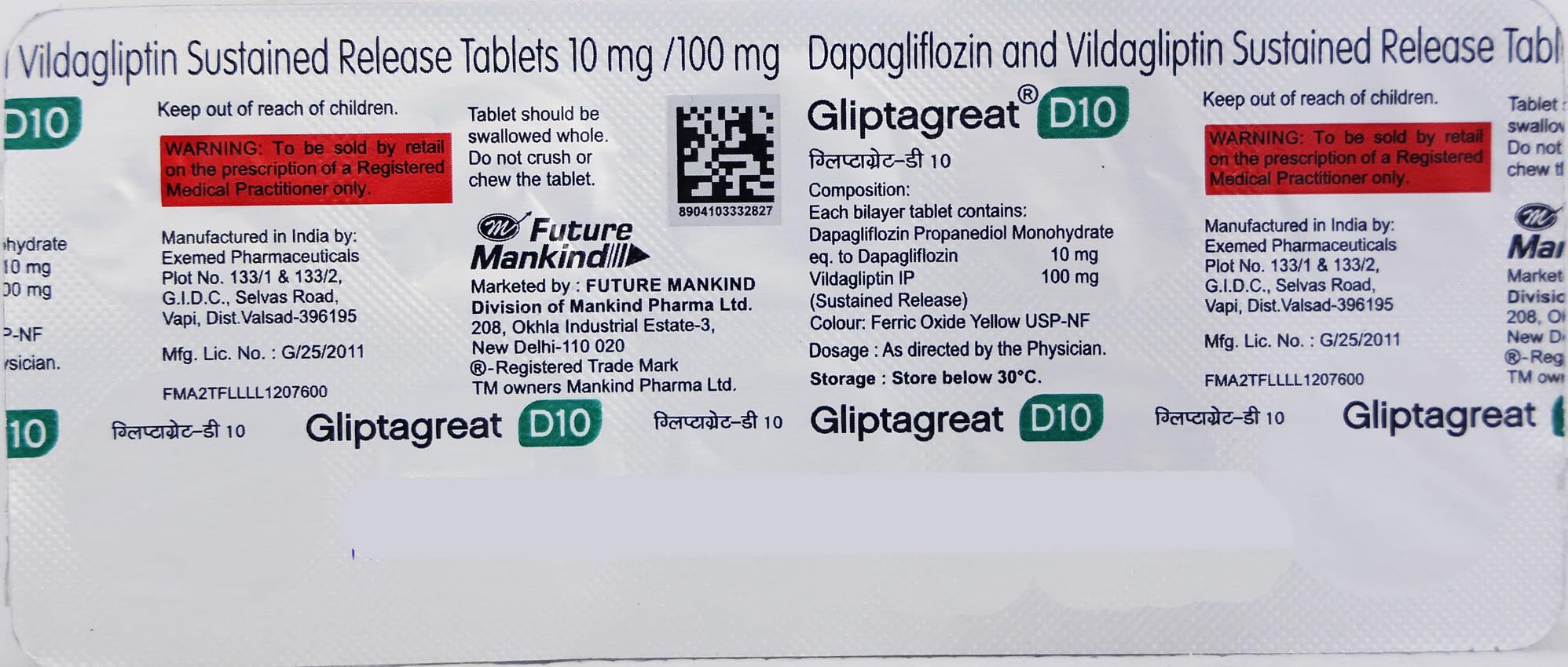 Gliptagreat D 10mg/100mg Tablet - Image 4