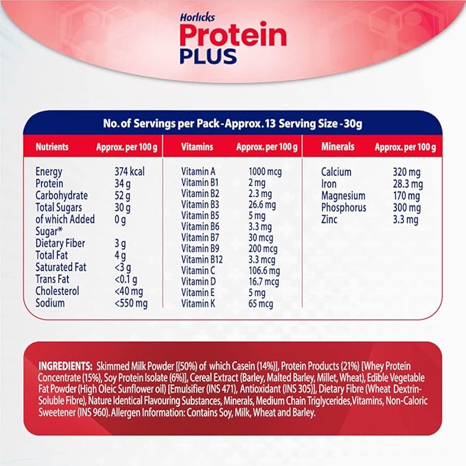 Horlicks Protein Plus Vanilla High Protein Drink for Adults 400 g Jar - Image 5