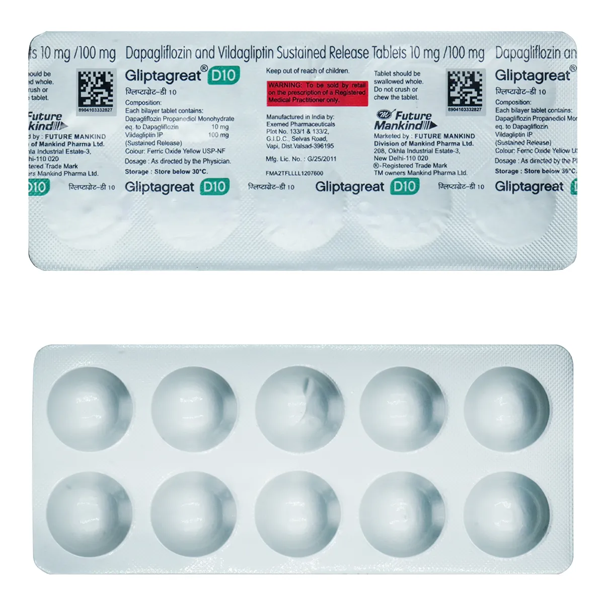 Gliptagreat D 10mg/100mg Tablet - Image 5