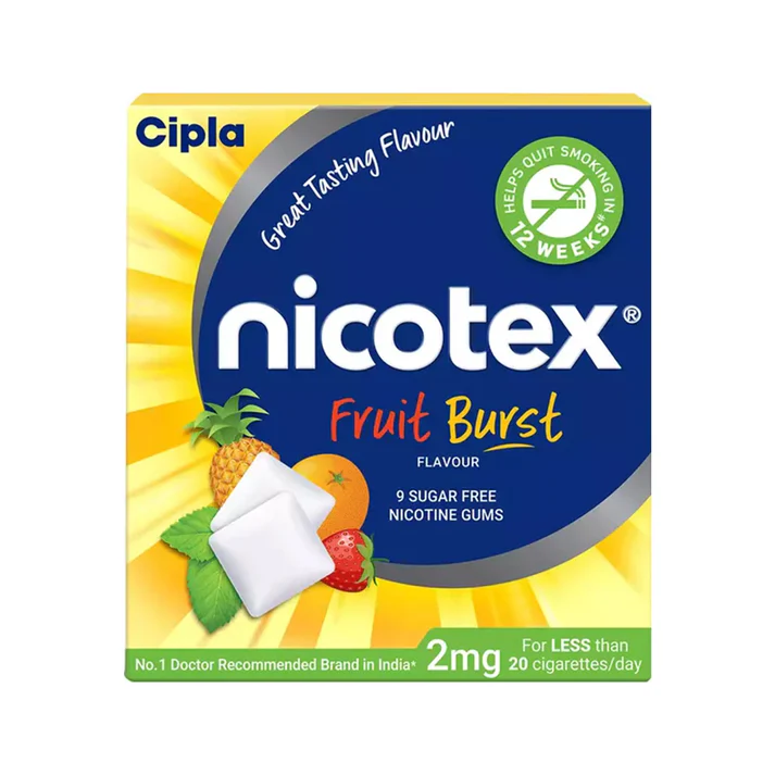 Nicotex 4mg Fruit Burst Flavour Sugar Free Nicotine Gums 1*9