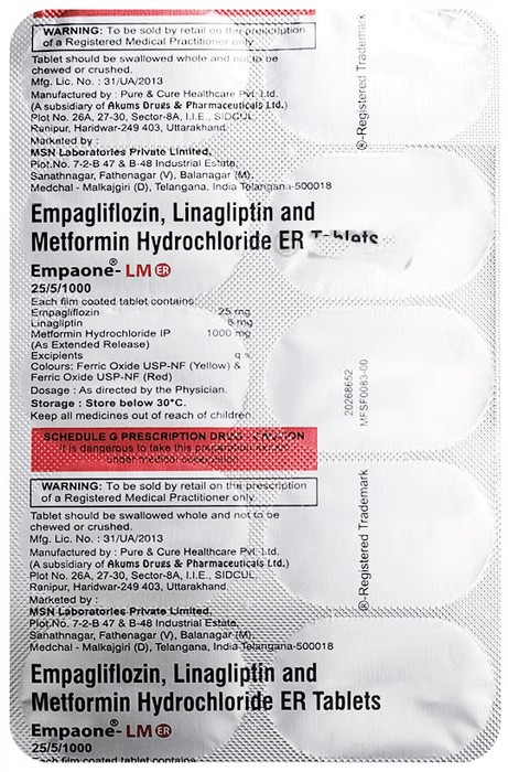 Empaone-LM ER 25/5/1000 Tablet'1*10 - Image 2
