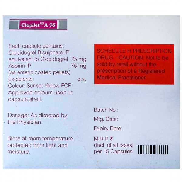 Clopilet A 75 mg Capsule 1*15 Cap - Image 2