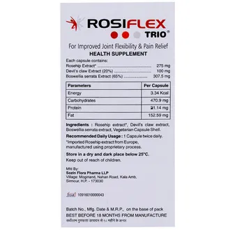 Rosiflex Trio Capsule with Rosehip Extract, Boswellia Serrata & Devil's Claw Extract 1*14 - Image 3
