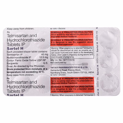 Sartel H 40mg Tablet 1*15 - Image 3